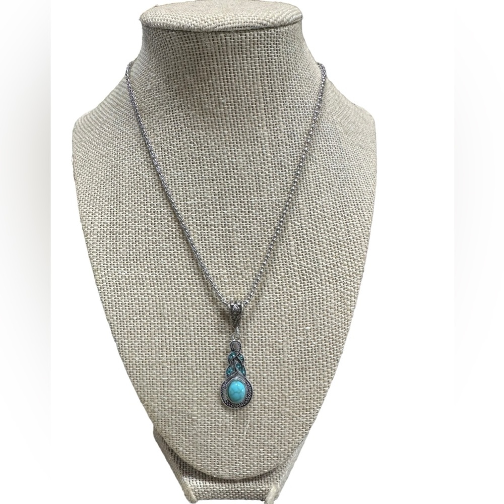 Silver and Turquoise Pendant Necklace